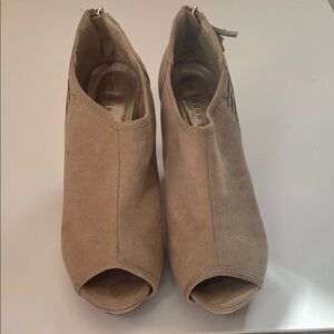 Madden Girl Beige Peep-Toe Ankle Booties